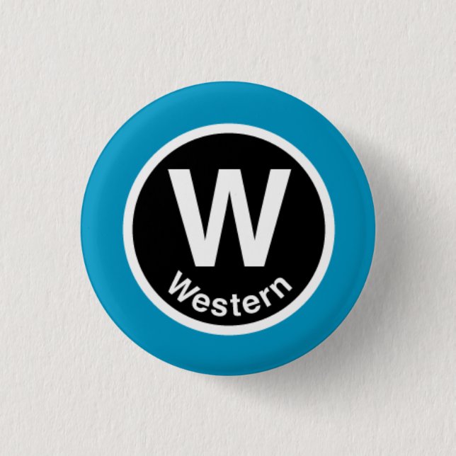 Chicago L Western Blue Line 3 Cm Round Badge (Front)