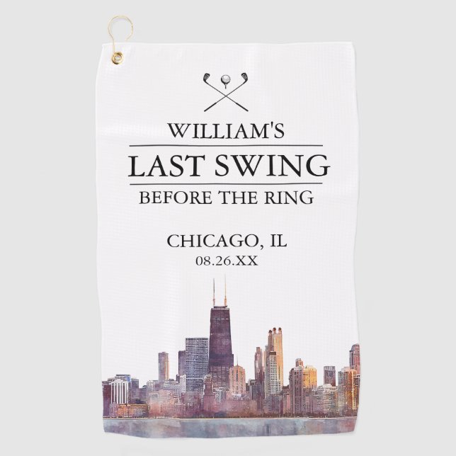 Chicago Last Swing Before the Ring Bachelor Golf Towel (Front)