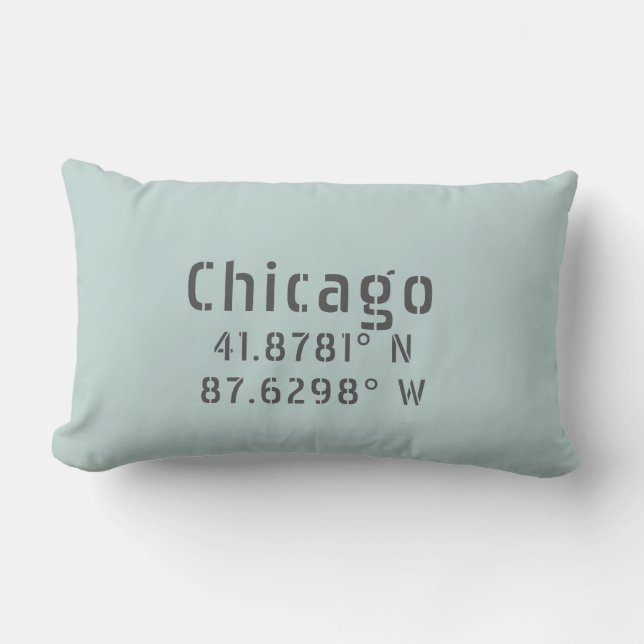 Chicago Latitude Longitude Throw Pillow (Front)