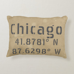 Chicago Latitude Longitude  Uban Decorative Cushion