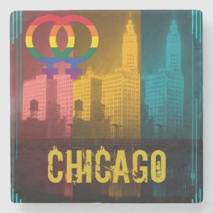 Chicago Lesbian Interest Colourful Pride Gay Stone Coaster