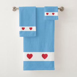 Chicago Love Bath Towel Set Blue