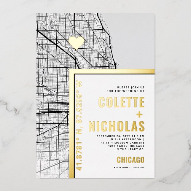 Chicago Love Locator | City Themed Wedding (Front)