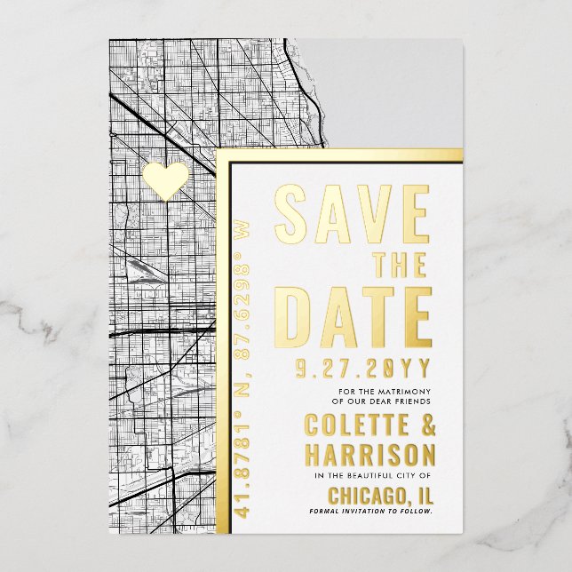 Chicago Love Locator | Wedding Save the Date (Front)