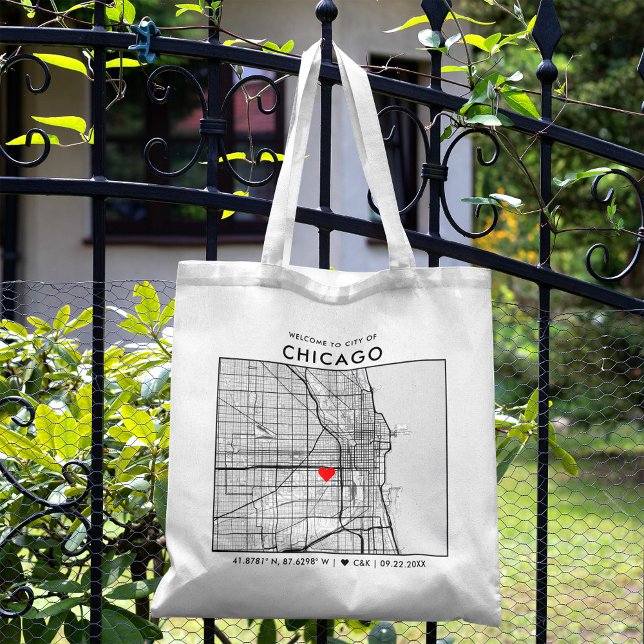 Chicago Love Locator | Wedding Welcome Tote Bag (The more complete visual of what your final Chicago Love Map tote bag would look like in real life.)