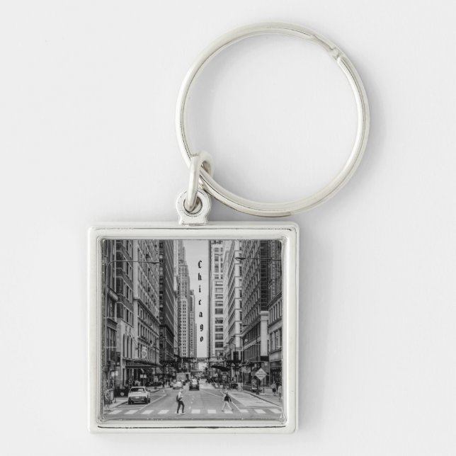 Chicago Madison Street Grayscale Keychain (Front)