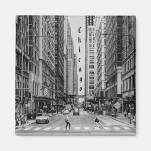 Chicago Madison Street Grayscale Magnet
