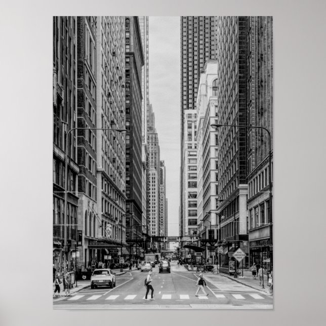 Chicago Madison Street Grayscale Poster (Front)