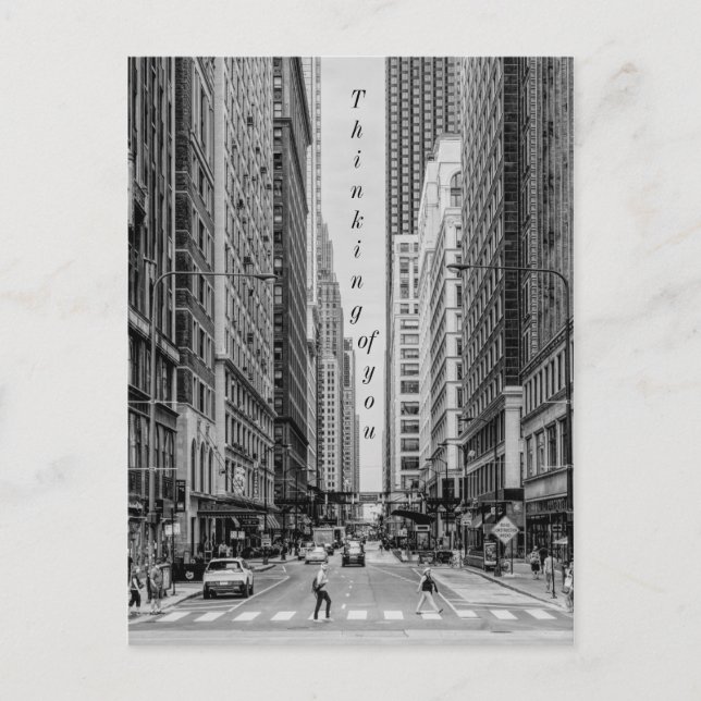 Chicago Madison Street Grayscale Thinking Of You Postcard (Front)