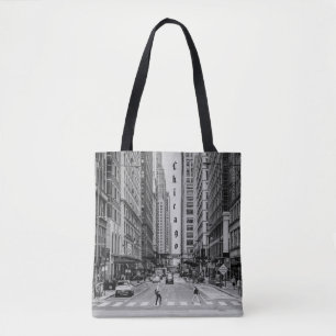 Chicago Madison Street Grayscale Tote Bag