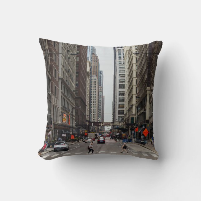 Chicago Madison Street Throw Pillow (Front)