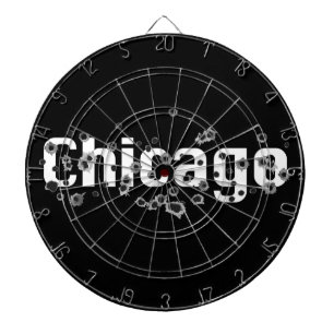 Chicago Mafia History Boss Gunshots Holes Sign Dartboard