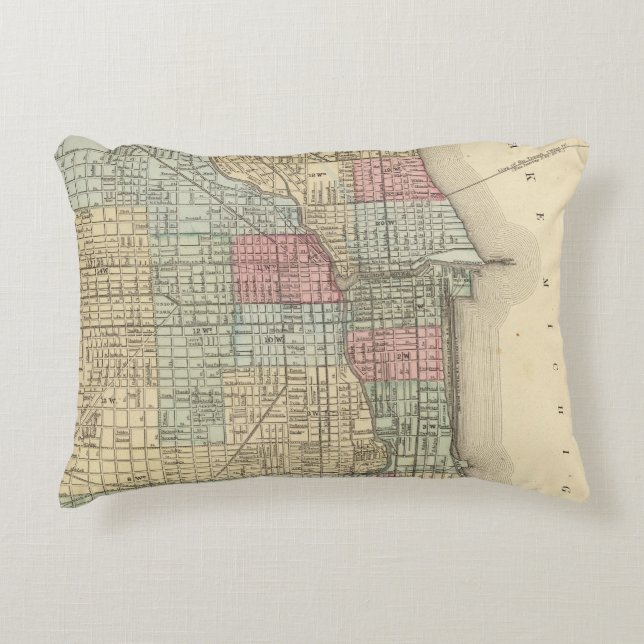Chicago Map by Mitchell Decorative Cushion (Front)