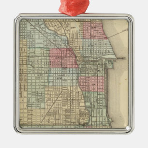 Chicago Map by Mitchell Metal Tree Decoration