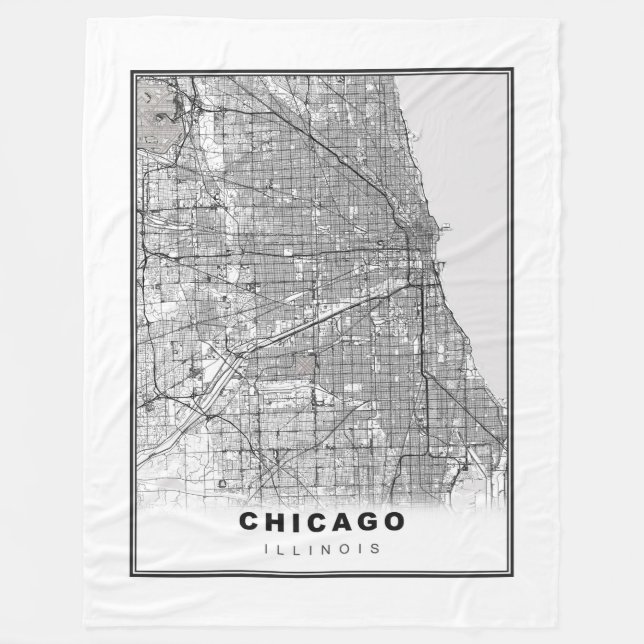 Chicago Map Fleece Blanket (Front)