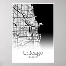 Chicago Map - Illinois IL - City Map Poster