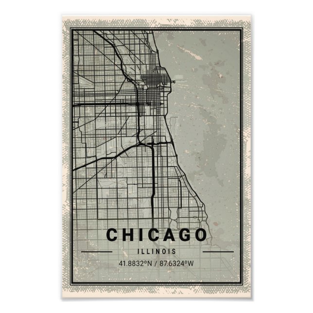 chicago map print poster canvas | illinois (Front)