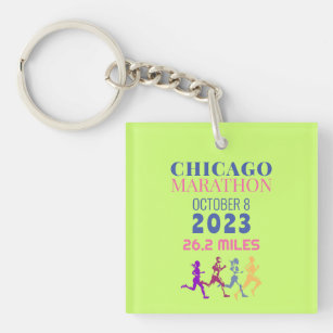 Chicago Marathon 2023 Green Custom Text  Key Ring