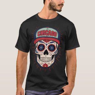 Chicago Mexican Men Sugar Skull Il City Day Of T-Shirt
