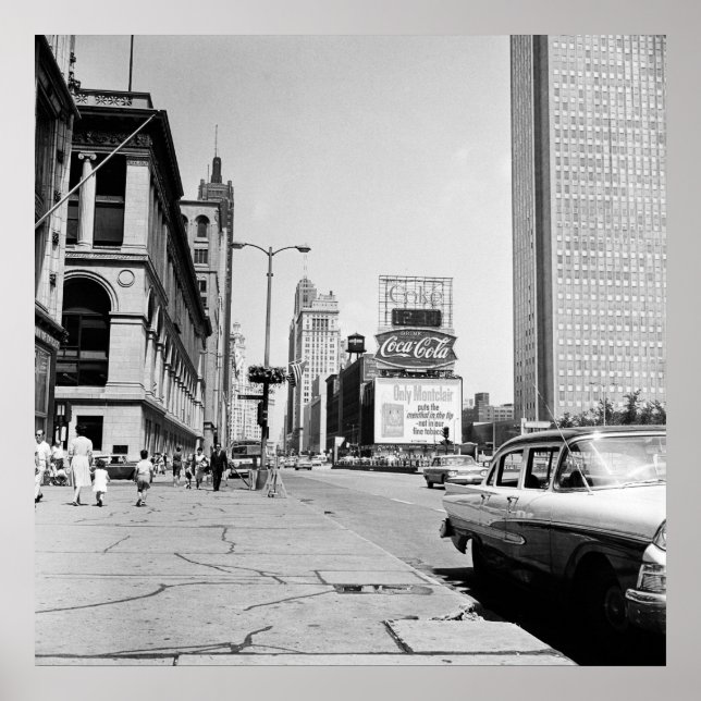 Chicago Michigan Avenue 1963 Vintage Photograph  Poster (Front)
