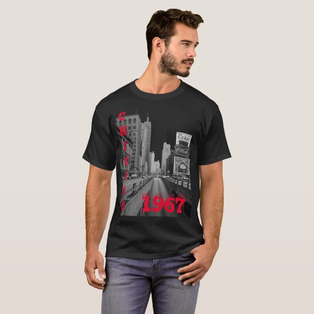 Chicago Michigan Avenue 1967 Street Scene T-Shirt (Front Full)
