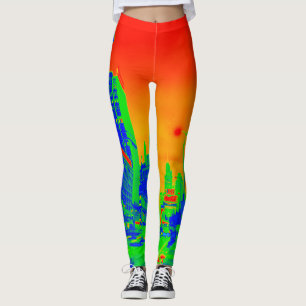 Chicago Michigan Avenue @ Night 1967 Neon Colorful Leggings