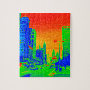 Chicago Michigan Avenue @ Night 1967 Neon Colourfu Jigsaw Puzzle