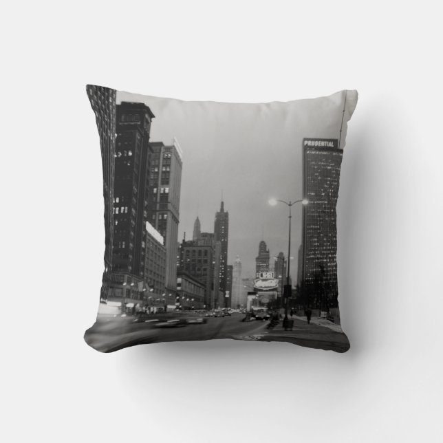 Chicago Michigan Avenue @ Night 1967 Windy City Cushion (Front)