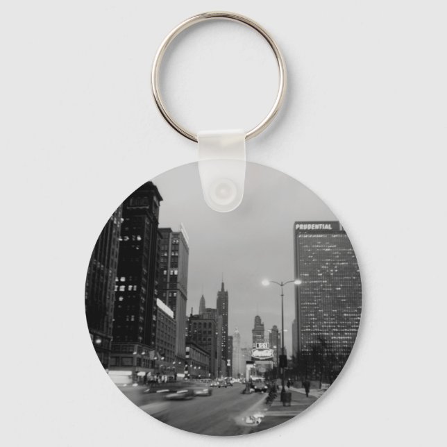 Chicago Michigan Avenue @ Night March 6, 1967 Key Ring (Front)