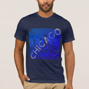 Chicago Modern Blue Tan Name Graphic T-Shirt