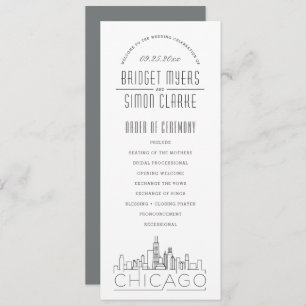 Chicago   Modern Deco Wedding Program