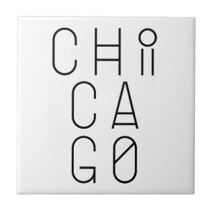 Chicago Modern Geometric Typography Ceramic Tile