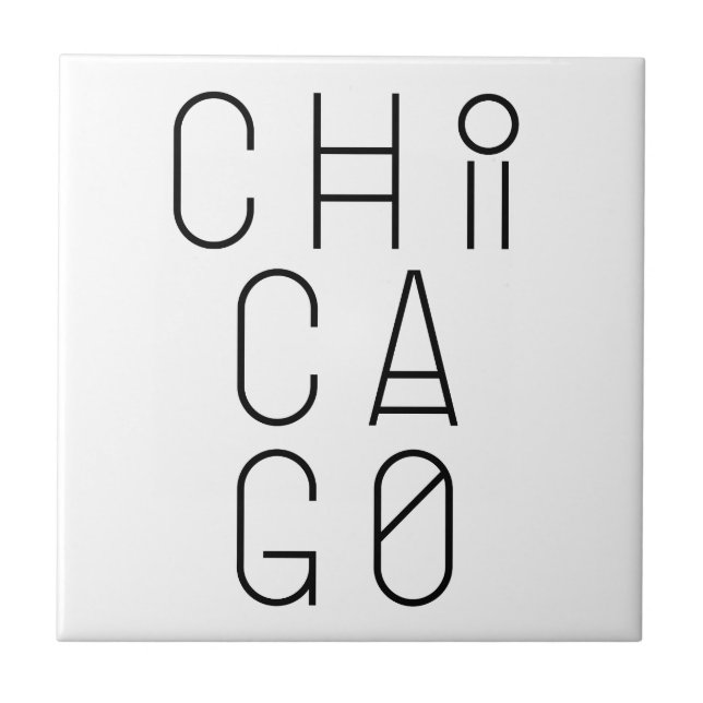 Chicago Modern Geometric Typography Ceramic Tile (Front)