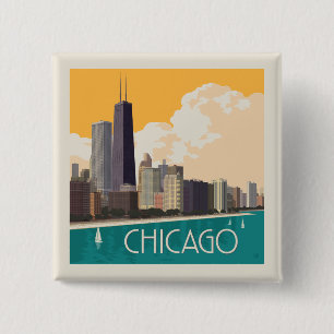 Chicago   Modern Skyline 15 Cm Square Badge
