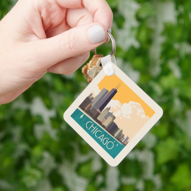 Chicago | Modern Skyline Key Ring (Hand)