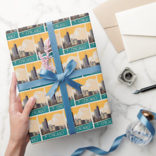 Chicago   Modern Skyline Wrapping Paper