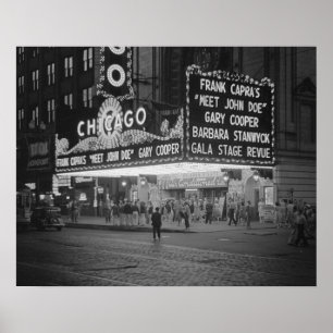 Chicago Movie Theatre, 1941. Vintage Photo Poster
