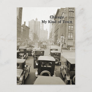 Chicago My Kind of Town Vintage 1920's Busy Street Postcard