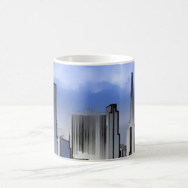 Chicago Nature Scene Buildings Towers Art Sketch Coffee Mug (Center)