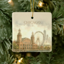 Chicago Navy Pier Custom Watercolor Landmark