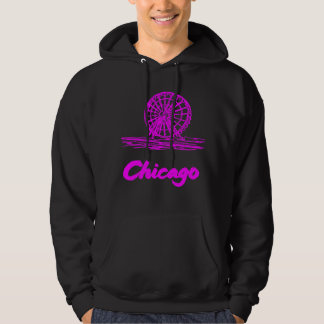 Chicago Navy Pier Ferris Wheel Neon Pink  Hoodie