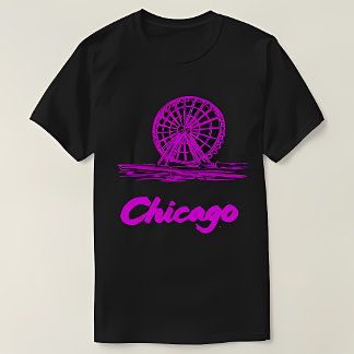 Chicago Navy Pier Ferris Wheel Neon Pink  T-Shirt