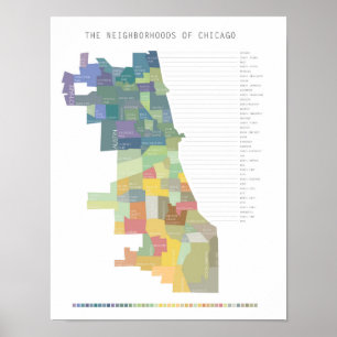 Chicago Neighbourhoods Map Poster