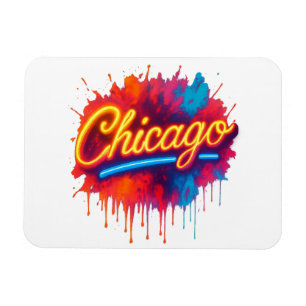 Chicago Neon Splash Art Magnet