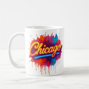 Chicago Neon Street Art Splash Coffee Mug