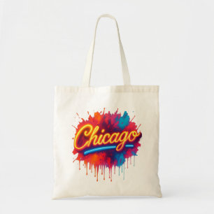 Chicago Neon Street Art Splash Tote Bag