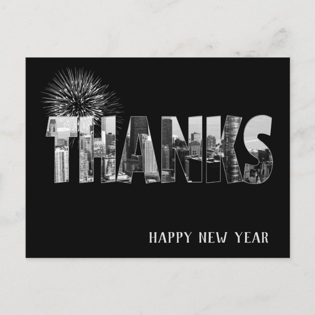Chicago New Year Business Thank You Postcard (Front)
