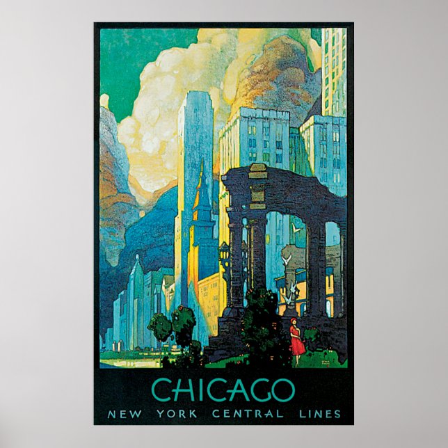 Chicago New York Central Lines Travel Poster (Front)