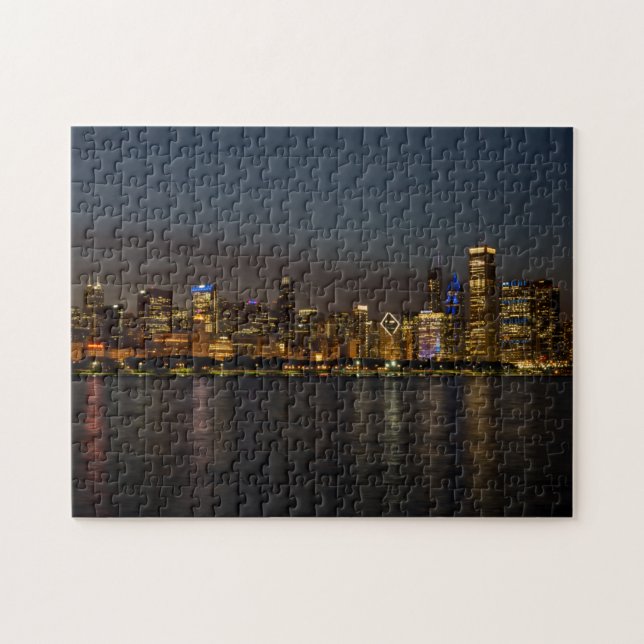 Chicago Night Cityscape Jigsaw Puzzle (Horizontal)
