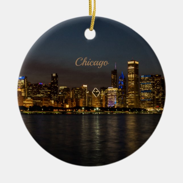 Chicago Night Cityscape Ornament Souvenir (Front)